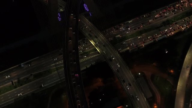 Flying on of the most important Avenues in Rush Hour of Sao Paulo, Brazil