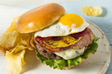 Homemade Aussie Pineapple and Beet Cheeseburger