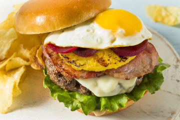 Homemade Aussie Pineapple and Beet Cheeseburger