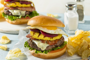 Homemade Aussie Pineapple and Beet Cheeseburger
