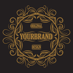 Antique label, vintage frame design, retro logo.