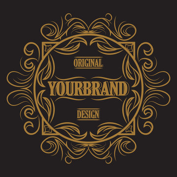 Antique label, vintage frame design, retro logo.
