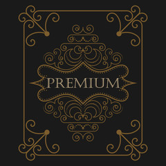 Antique label, vintage frame design, retro logo.