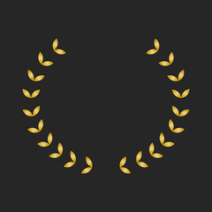Gold award laurel wreath on dark background.