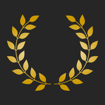 Gold Award Laurel Wreath On Dark Background.