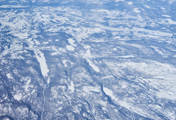 North East Canada from high above / Arctic lands of Newfoundland / eternal ice of Polar Region