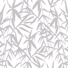 Bamboo tree silhouette seamless pattern on white background in japanese style, black and white japanese design, vector illustration for fabric textile design
