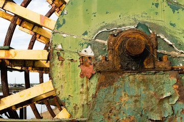 Rusted Paddle Wheel Retired Riverboat