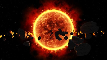 A cluster of asteroids revolving around the Sun