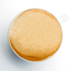 cup of coffee with foam isolated