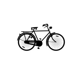 the simple city bike icon. the icon for active life. cycling. isolated on white. bike silhouette. the traffic element.  The element of transport infrastructure
