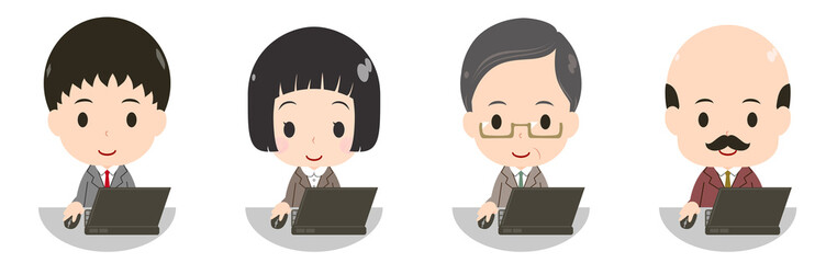 パソコンを使うビジネスマンセット
