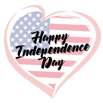 Independence Day Love USA emblem. Happy Independence Day, July 4th - Fourth of July, American Flag in vector heart