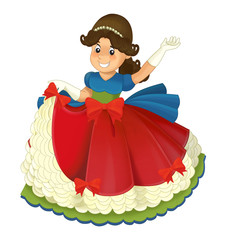 Cartoon character - royal princess cheerful standing and smiling - isolated illustration for children
