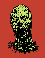 Cruel zombie head. Vector illustration