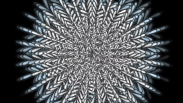 4k Feather flower kaleidoscope design fireworks geometric pattern,oriental religion texture,fractal art weaving petal bloom matrix particle background.