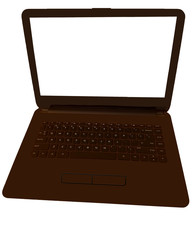 A photo of an open laptop with a white screen to add text to.  