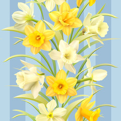 Fototapeta premium Seamless pattern with daffodils. Vector illustration.