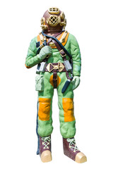 Frogman statue isolated on white background