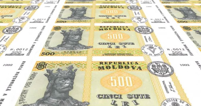 Banknotes of five hundred moldovan lei of Moldova, cash money, loop