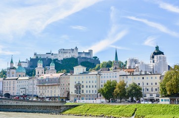 Fototapeta na wymiar Beautiful View of Hohensalzburg Fortress in Salzburg, Austria