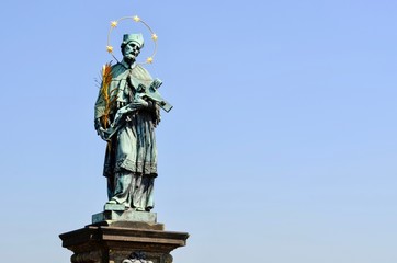 Statue of Saint John of Nepomuk on Charles Bridge in Prague, the Czech Republic