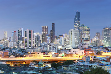 Fototapeta na wymiar View of Bangkok at twilight time in cityscape.