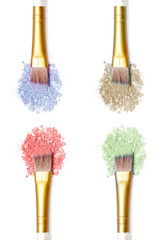Makeup brushes with eye shadow/blush powders 