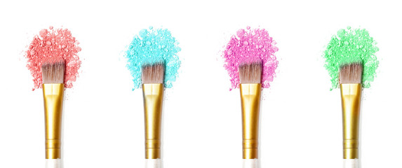 Makeup brushes with eye shadow/blush powders 