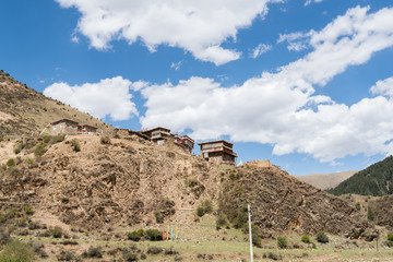 Fototapeta premium Traditional tibetan homes in villages,Sichuan Province,china.