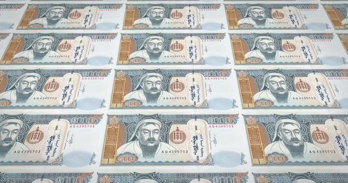 Banknotes of one thousand mongolian tugrik of Mongolia, cash money, loop