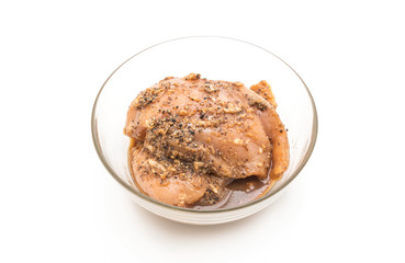 fresh raw chicken breast fillet with condiment