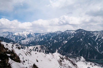 Fototapeta na wymiar Beautiful panorama view of Japan Alps, Tateyama Mountain, Toyama Prefecture, Japan.