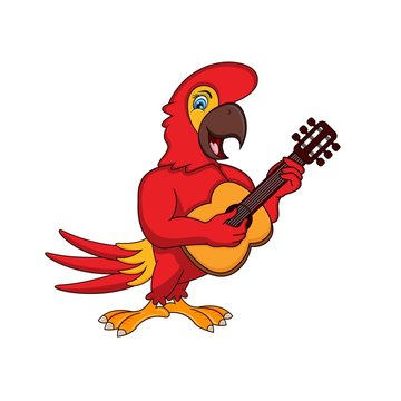 Parrot Playing Guitar Cartoon
