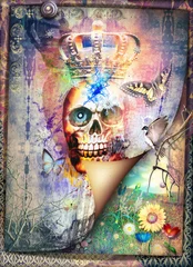 Papier Peint photo autocollant Imagination Crâne gothique et macabre avec couronne - série de paysages effrayants et ensorcelés