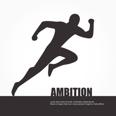 Man running with ambition for success. Vector illustration.