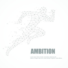 Dots man running with ambition for success.