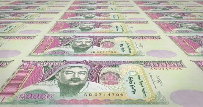 Banknotes of twenty thousand mongolian tugrik of Mongolia, cash money, loop