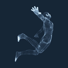 Fototapeta premium Business, Freedom or Happiness Concept. 3D Model of Man. Human Body Model. Vector Illustration..