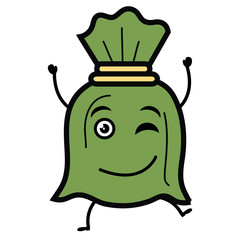 money bag kawaii character vector illustration design