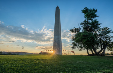 Sunflare behind the Washington Monument - 162797944