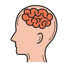 human profile with brain icon vector illustration design
