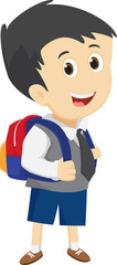 Cheerful smile of a child with a backpack