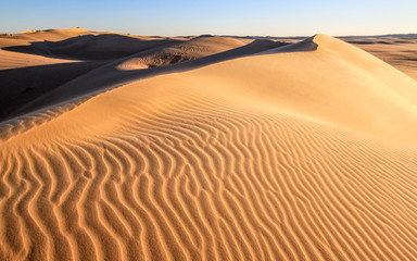 A stunning sunset view of the Great Sand Sea in the western desert, egypt 
