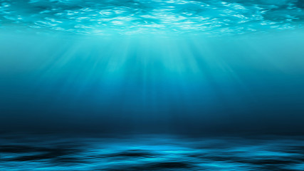 Sunbeams and Sea deep or ocean underwater as a background. - 162800181