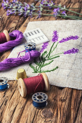 Lavender bouquet embroidery