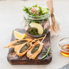 Chicken Skewers with Apple Rocket Salad