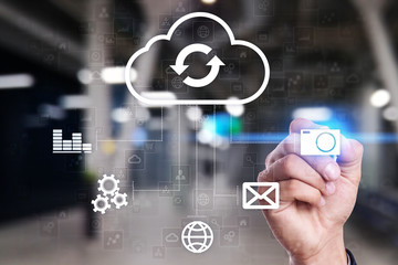 Cloud technology. Data storage. Networking and internet service concept.