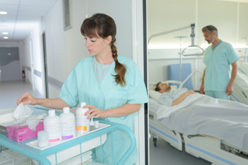 female caretaker ready to assist patient at hospital