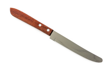 serrated knife for cutting bread on white